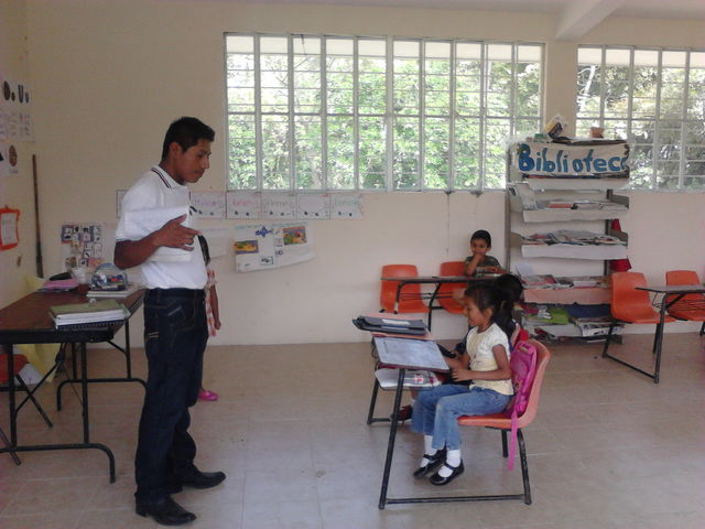 Jornada de trabajo en Preescolar Mestizo. Comunidad: Mario Hdz. Posadas, Gutiérrez Zamora
